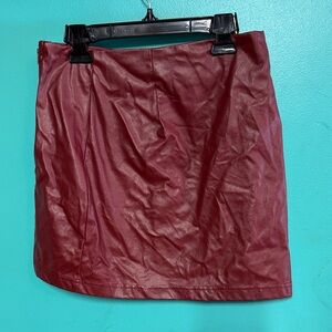 SHEIN Red Faux Leather Mini Skirt